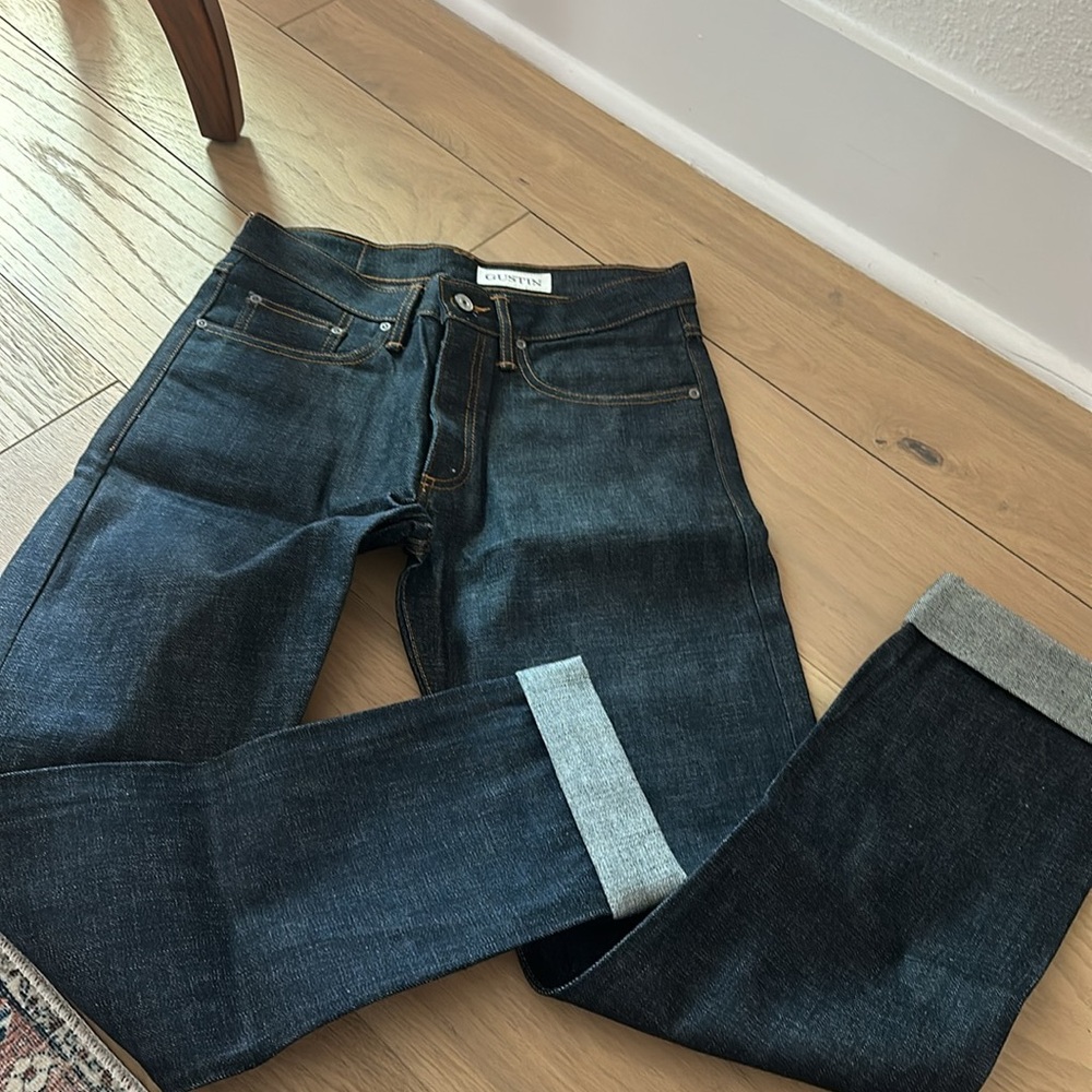 Gustin slim fit Selvedge Denim Jeans Mens 32 x 34 Raw Finish 116699